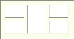 1 lrg rect and 4 sm rect hangs horizontal