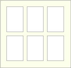 6 portrait apertures over 2 row hangs horizontal