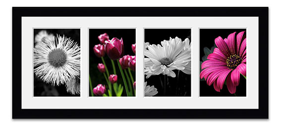 Multi aperture photo frame for 4 photos