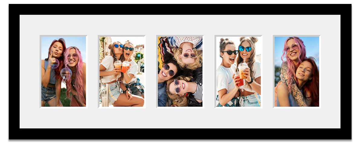 Multi aperture photo frame for 5 photos