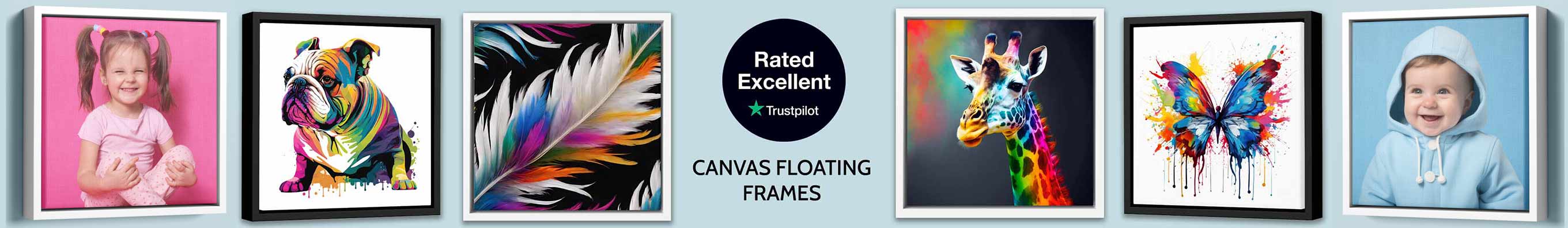 Canvas floating frames made to measure in custom sizes
