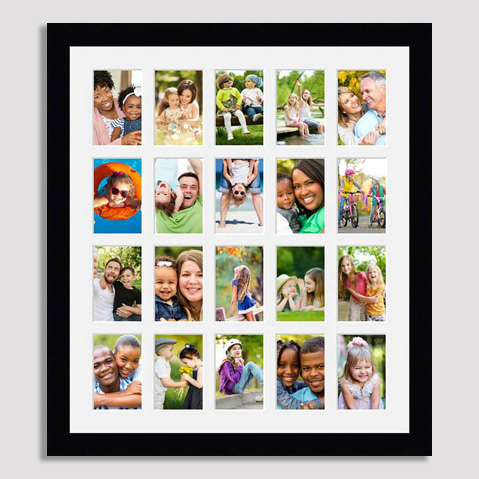 Multi aperture photo frame to hold 20 photos