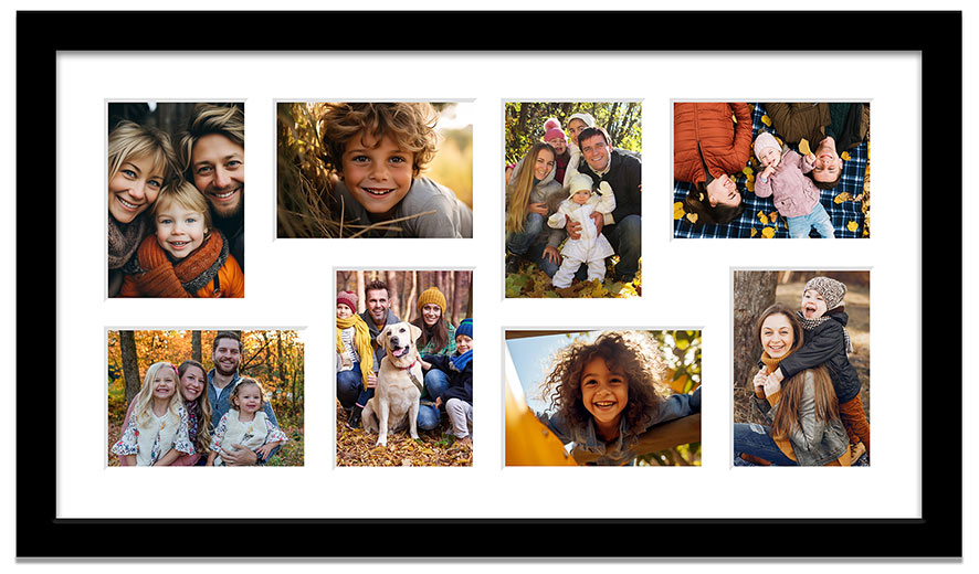 Multi aperture photo frame for 8 photos