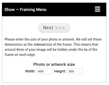 Enter your picture frame size example